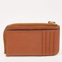Pre Owned Chloe Brown Leather Alphabet Zip Card Holder