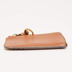 Pre Owned Chloe Brown Leather Alphabet Zip Card Holder