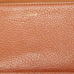 Pre Owned Chloe Brown Leather Alphabet Zip Card Holder