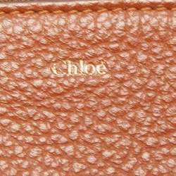 Pre Owned Chloe Brown Leather Alphabet Zip Card Holder