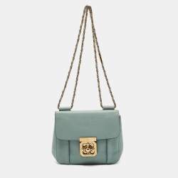 Pre Owned Chloe Light Blue Leather Small Elsie Shoulder Bag