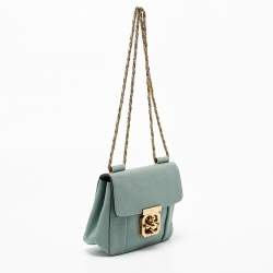 Pre Owned Chloe Light Blue Leather Small Elsie Shoulder Bag