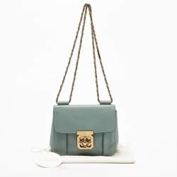 Pre Owned Chloe Light Blue Leather Small Elsie Shoulder Bag