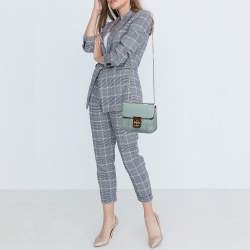 Pre Owned Chloe Light Blue Leather Small Elsie Shoulder Bag