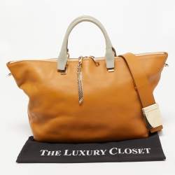 Chloe Tan/Grey Leather Large Baylee Tote