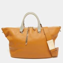 Chloe Tan/Grey Leather Large Baylee Tote