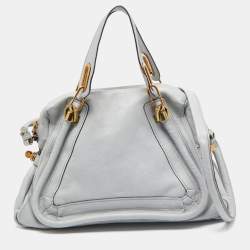 Pre Owned Chloe Light Blue Leather Medium Paraty Satchel