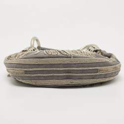 Chloe Light Blue Denim Chain Embellished Crescent Hobo