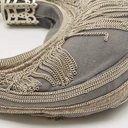 Chloe Light Blue Denim Chain Embellished Crescent Hobo