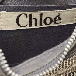Chloe Light Blue Denim Chain Embellished Crescent Hobo