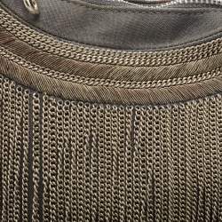 Chloe Light Blue Denim Chain Embellished Crescent Hobo