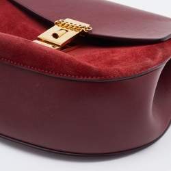 Pre Owned حقيبة كتف كلوي "درو" متوسطة سويدي و جلد بيج