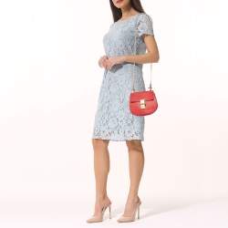 Chloe Red Leather Small Drew Chain Crossbody Bag