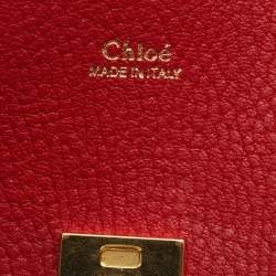 Chloe Red Leather Small Drew Chain Crossbody Bag