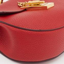 Chloe Red Leather Small Drew Chain Crossbody Bag