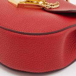 Chloe Red Leather Small Drew Chain Crossbody Bag
