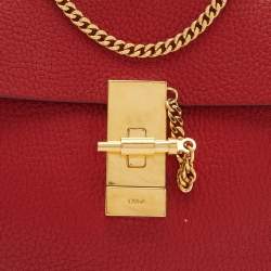 Chloe Red Leather Small Drew Chain Crossbody Bag
