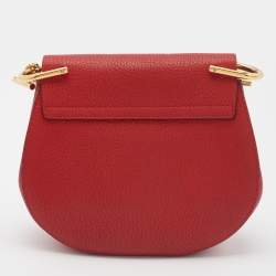 Chloe Red Leather Small Drew Chain Crossbody Bag