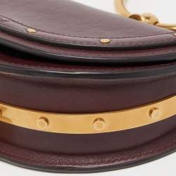 Pre Owned Chloé Burgandy Leather Nile Bracelet Minaudiere Crossbody Bag