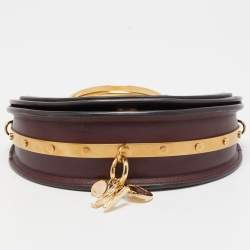Pre Owned Chloé Burgandy Leather Nile Bracelet Minaudiere Crossbody Bag