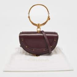 Pre Owned Chloé Burgandy Leather Nile Bracelet Minaudiere Crossbody Bag