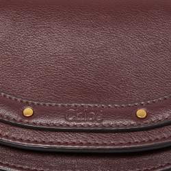 Pre Owned Chloé Burgandy Leather Nile Bracelet Minaudiere Crossbody Bag