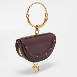 Pre Owned Chloé Burgandy Leather Nile Bracelet Minaudiere Crossbody Bag