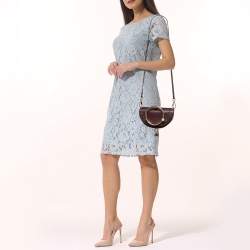 Pre Owned Chloé Burgandy Leather Nile Bracelet Minaudiere Crossbody Bag