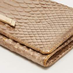 Chloe Metallic Beige Python Flap Continental Wallet