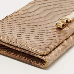 Chloe Metallic Beige Python Flap Continental Wallet