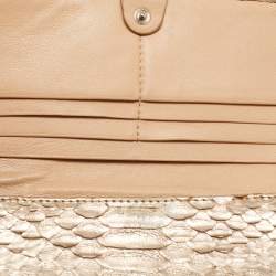Chloe Metallic Beige Python Flap Continental Wallet