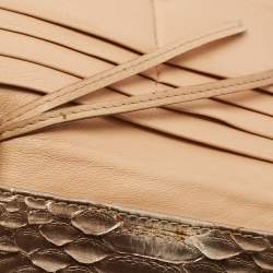Chloe Metallic Beige Python Flap Continental Wallet