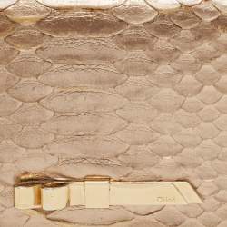 Chloe Metallic Beige Python Flap Continental Wallet