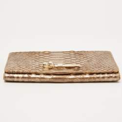 Chloe Metallic Beige Python Flap Continental Wallet