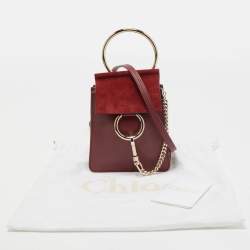 Pre Owned Chloe Burgundy Leather and Suede Mini Faye Crossbody Bag