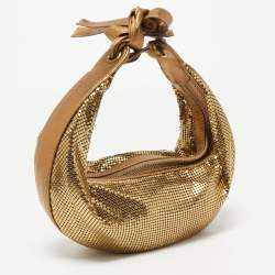 Chloe Gold Leather and Chainmail Mini Hobo
