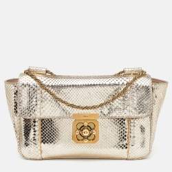 Chloé Gold Python Medium Elsie Shoulder Bag