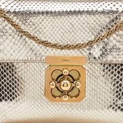Chloé Gold Python Medium Elsie Shoulder Bag