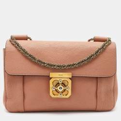 مملوكة مسبقًا Chloe Peach Leather Medium Elsie Chain Flap Shoulder Bag