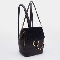 Chloe Black Leather and Suede Medium Faye Backpack