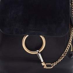 Chloe Black Leather and Suede Medium Faye Backpack