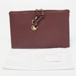 Chloe Burgundy Leather Alphabet Flat Pouch