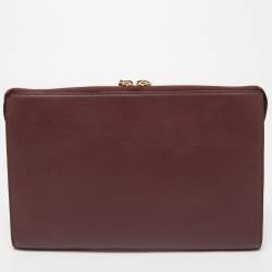Chloe Burgundy Leather Alphabet Flat Pouch