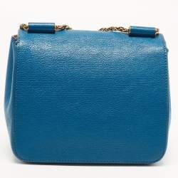Pre Owned Chloe Blue Leather Small Elsie Shoulder Bag