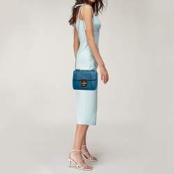 Pre Owned Chloe Blue Leather Small Elsie Shoulder Bag