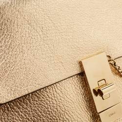 Chloe Metallic Gold Leather Medium Drew Shoulder Bag