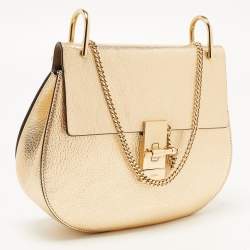 Chloe Metallic Gold Leather Medium Drew Shoulder Bag