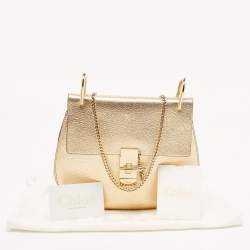 Chloe Metallic Gold Leather Medium Drew Shoulder Bag