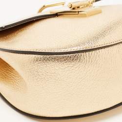 Chloe Metallic Gold Leather Medium Drew Shoulder Bag