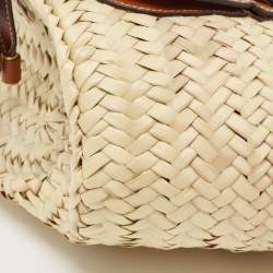 Pre Owned Chloe Brown/Natural Raffia and Leather Mini Marcie Basket Bag